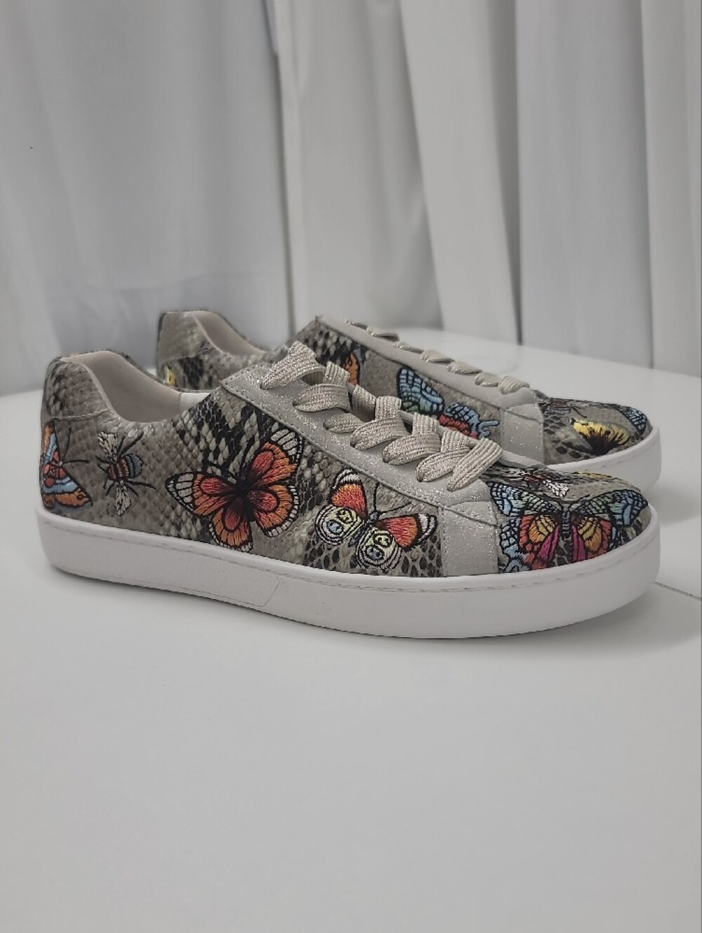 Johnny Was Butterfly  Lace-Up Sneakers - Size 7.5
